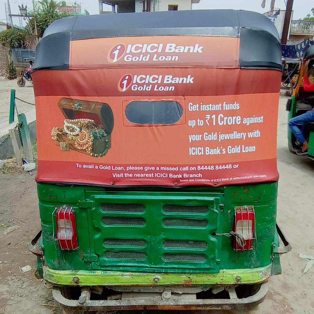 Auto Rickshaw Rexine Hood Advertisement